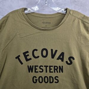 TECOVAS Size XL T Shirt Olive Green Crew Neck Short Sleeve Cotton Blend